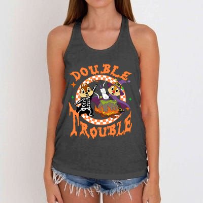 Chip And Dale Double Funny Trouble Halloween Women's Knotted Racerback Tank