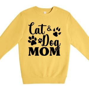 Cat And Dog Mom Animal Lover Premium Crewneck Sweatshirt