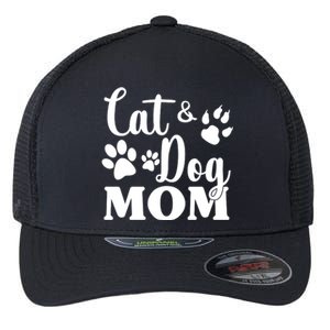 Cat And Dog Mom Animal Lover Flexfit Unipanel Trucker Cap