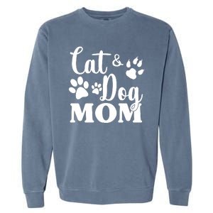 Cat And Dog Mom Animal Lover Garment-Dyed Sweatshirt