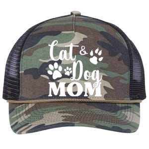 Cat And Dog Mom Animal Lover Retro Rope Trucker Hat Cap