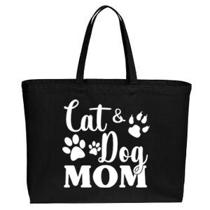 Cat And Dog Mom Animal Lover Cotton Canvas Jumbo Tote