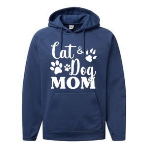 Cat And Dog Mom Animal Lover Performance Fleece Hoodie