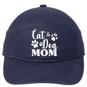 Cat And Dog Mom Animal Lover 7-Panel Snapback Hat