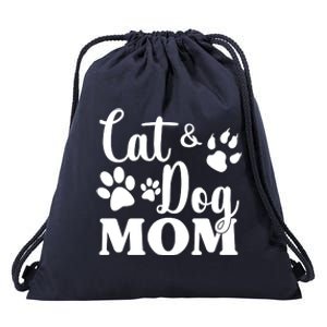 Cat And Dog Mom Animal Lover Drawstring Bag