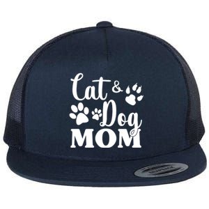 Cat And Dog Mom Animal Lover Flat Bill Trucker Hat