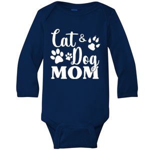 Cat And Dog Mom Animal Lover Baby Long Sleeve Bodysuit