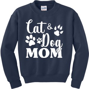 Cat And Dog Mom Animal Lover Kids Sweatshirt