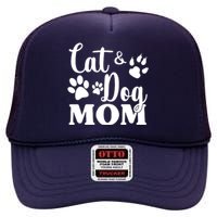 Cat And Dog Mom Animal Lover High Crown Mesh Back Trucker Hat