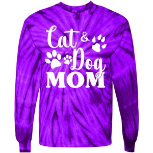 Cat And Dog Mom Animal Lover Tie-Dye Long Sleeve Shirt