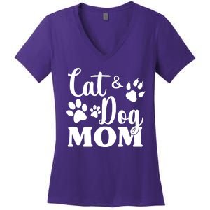 Cat And Dog Mom Animal Lover Women's V-Neck T-Shirt