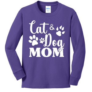 Cat And Dog Mom Animal Lover Kids Long Sleeve Shirt