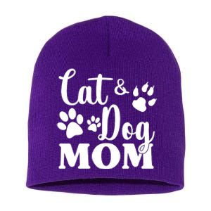 Cat And Dog Mom Animal Lover Short Acrylic Beanie