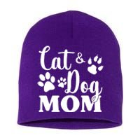 Cat And Dog Mom Animal Lover Short Acrylic Beanie