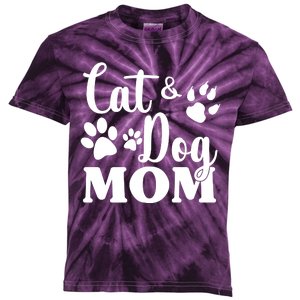 Cat And Dog Mom Animal Lover Kids Tie-Dye T-Shirt