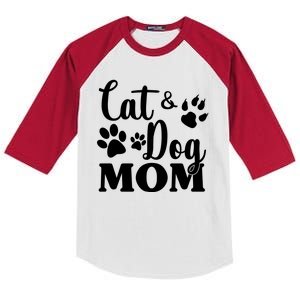 Cat And Dog Mom Animal Lover Kids Colorblock Raglan Jersey