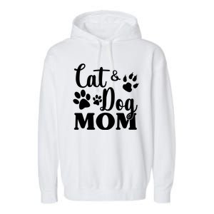 Cat And Dog Mom Animal Lover Garment-Dyed Fleece Hoodie