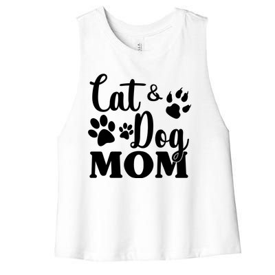 Cat And Dog Mom Animal Lover Women's Racerback Cropped Tank