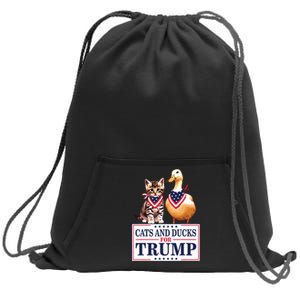 Cats And Ducks For Trump 2024 Kittens And Ducks For Trump Sweatshirt Cinch Pack Bag