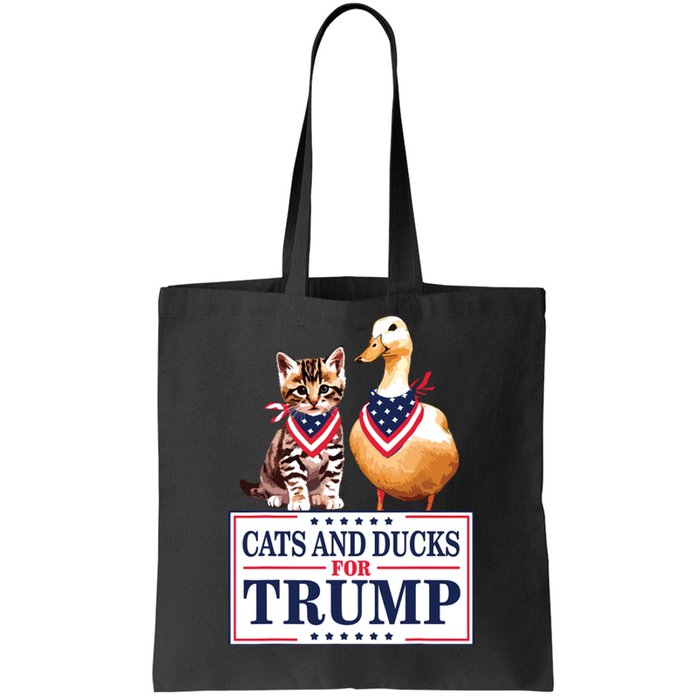 Cats And Ducks For Trump 2024 Kittens And Ducks For Trump Tote Bag