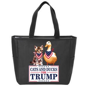 Cats And Ducks For Trump 2024 Kittens And Ducks For Trump Zip Tote Bag