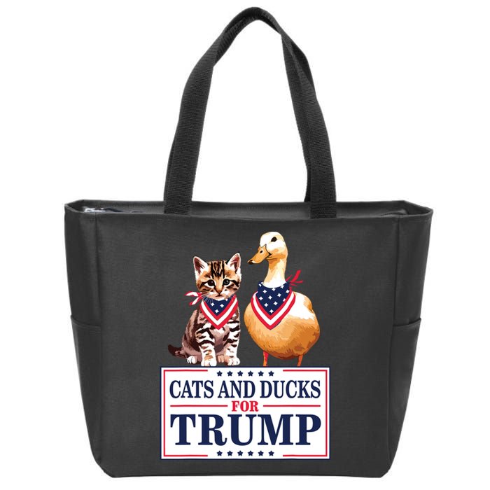 Cats And Ducks For Trump 2024 Kittens And Ducks For Trump Zip Tote Bag