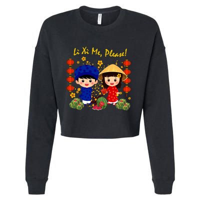 Cute Ao Dai Viet Nam Vietnamese New Year Li Xi Me Gift Cropped Pullover Crew