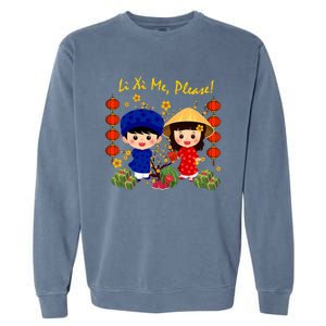 Cute Ao Dai Viet Nam Vietnamese New Year Li Xi Me Gift Garment-Dyed Sweatshirt