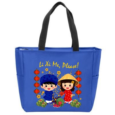Cute Ao Dai Viet Nam Vietnamese New Year Li Xi Me Gift Zip Tote Bag