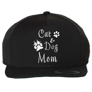 Cat And Dog Mom Kitten And Puppy Mama Kitty And Pup Mother Wool Snapback Cap