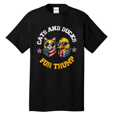 Cats And Ducks For Trump President 2024 Trump Vance 2024 Tall T-Shirt