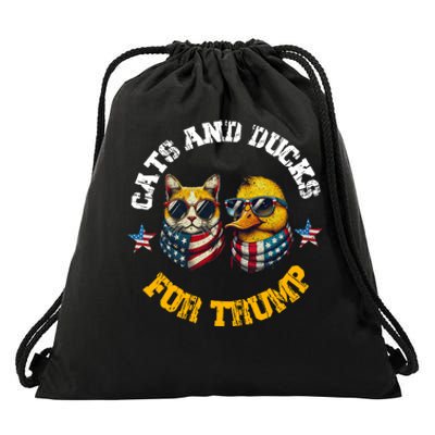 Cats And Ducks For Trump President 2024 Trump Vance 2024 Drawstring Bag