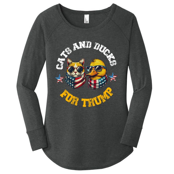 Cats And Ducks For Trump President 2024 Trump Vance 2024 Women's Perfect Tri Tunic Long Sleeve Shirt