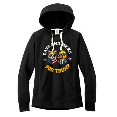 Cats And Ducks For Trump President 2024 Trump Vance 2024 Women's Fleece Hoodie