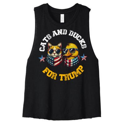 Cats And Ducks For Trump President 2024 Trump Vance 2024 Women's Racerback Cropped Tank