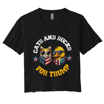 Cats And Ducks For Trump President 2024 Trump Vance 2024 Women's Crop Top Tee