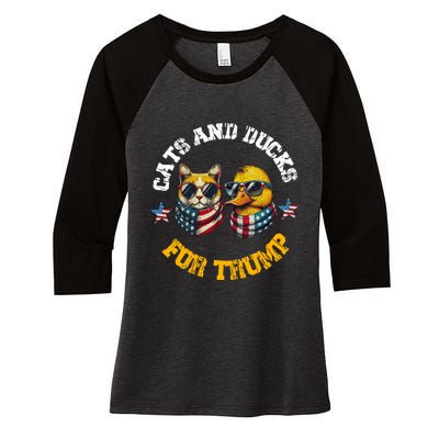 Cats And Ducks For Trump President 2024 Trump Vance 2024 Women's Tri-Blend 3/4-Sleeve Raglan Shirt