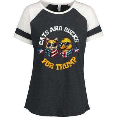 Cats And Ducks For Trump President 2024 Trump Vance 2024 Enza Ladies Jersey Colorblock Tee