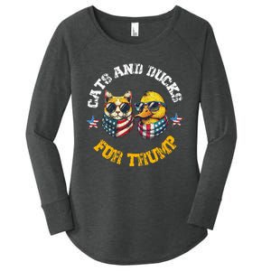 Cats And Ducks For Trump President 2024 Women's Perfect Tri Tunic Long Sleeve Shirt