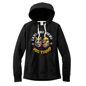 Cats And Ducks For Trump President 2024 Women's Fleece Hoodie