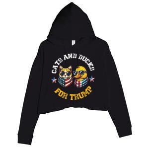 Cats And Ducks For Trump President 2024 Crop Fleece Hoodie