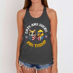 Cats And Ducks For Trump President 2024 Women's Knotted Racerback Tank