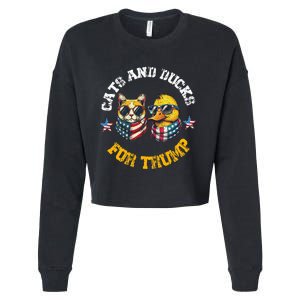 Cats And Ducks For Trump President 2024 Cropped Pullover Crew