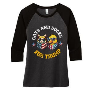 Cats And Ducks For Trump President 2024 Women's Tri-Blend 3/4-Sleeve Raglan Shirt