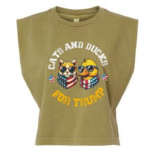 Cats And Ducks For Trump President 2024 Garment-Dyed Women's Muscle Tee