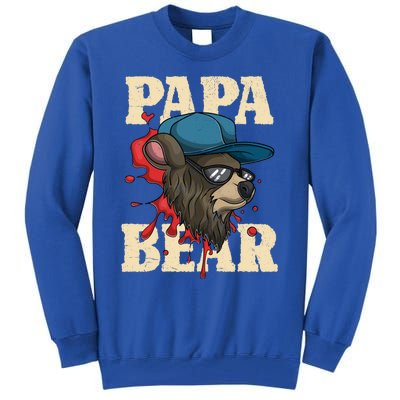 Cool Animal Dad Bear Family Daddy Sunglasses Papa Bear Gift Tall Sweatshirt