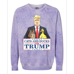 Cats And Ducks For Trump 2024 Kittens And Ducks For Trump Colorblast Crewneck Sweatshirt