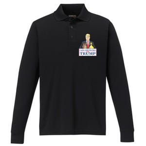 Cats And Ducks For Trump 2024 Kittens And Ducks For Trump Performance Long Sleeve Polo