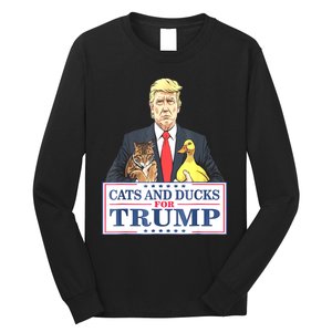 Cats And Ducks For Trump 2024 Kittens And Ducks For Trump Long Sleeve Shirt