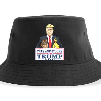 Cats And Ducks For Trump 2024 Kittens And Ducks For Trump Sustainable Bucket Hat